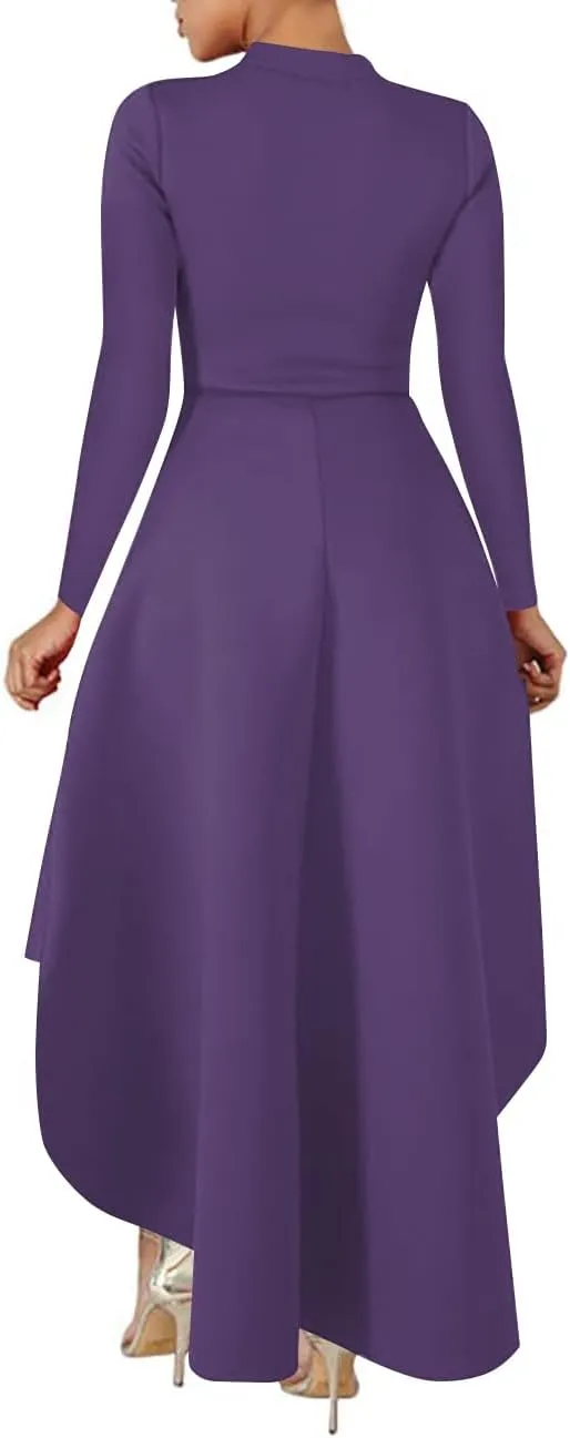 Lrady Womens Casual Shirt Dress High Low Ruffle Blouse Asymmetrical Peplum Tops Long Tunic Dresses