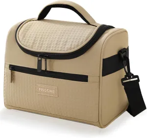 Lunch Bag for Women/MenInsulated Lunch Boxs for Women Soft Cooler Cooling Tote, Lightweight Reusable Waterproof Lunch Box with Adjustable Shoulder Strap For Work(Khaki)