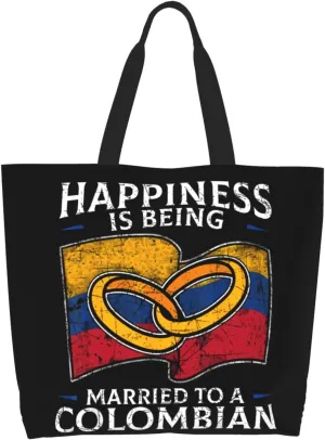 Marriage Colombian Married Flag Women's Tote Bag Large Capacity Single Shoulder Bags Handbag for Shopping Work