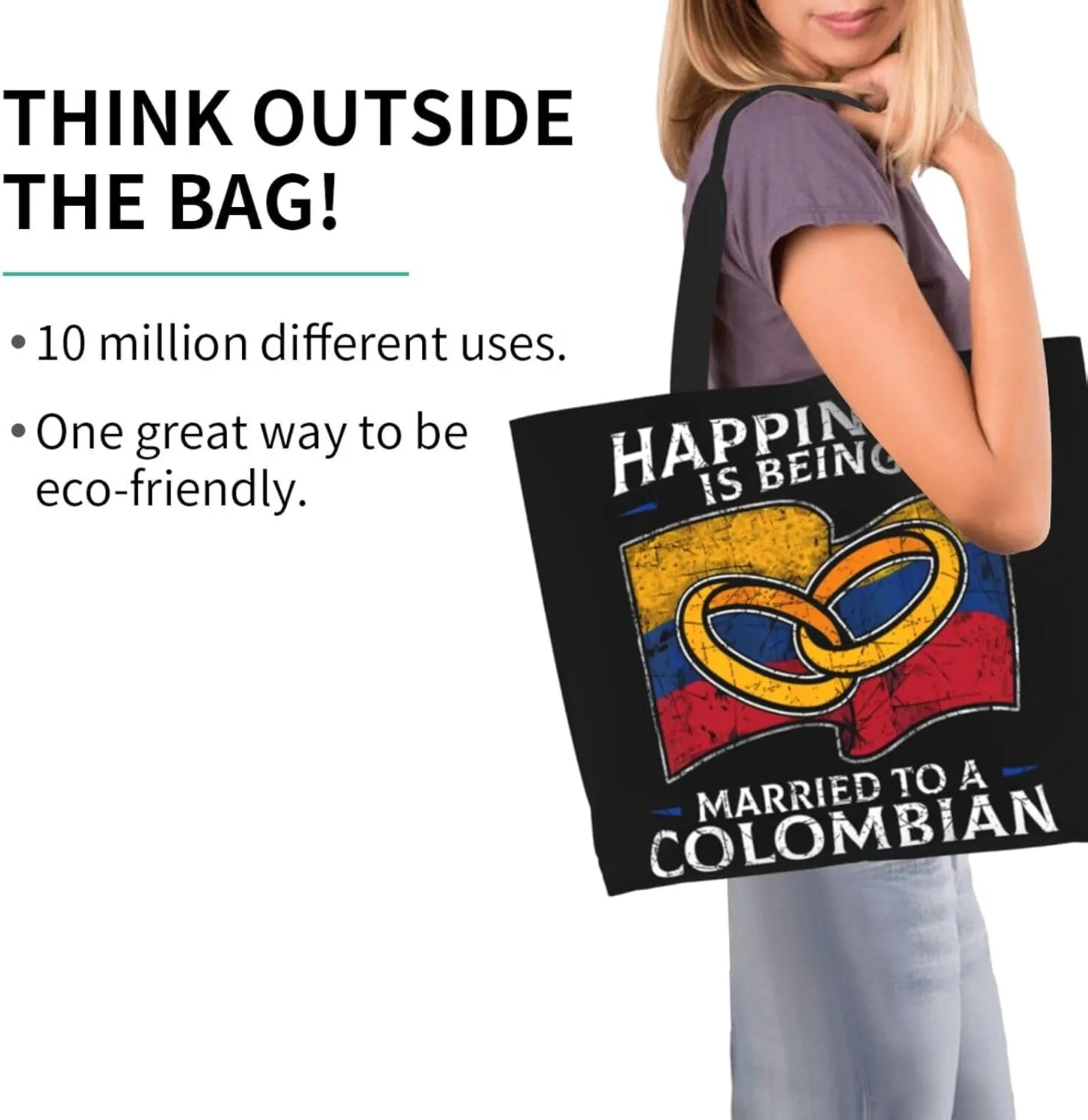 Marriage Colombian Married Flag Women's Tote Bag Large Capacity Single Shoulder Bags Handbag for Shopping Work
