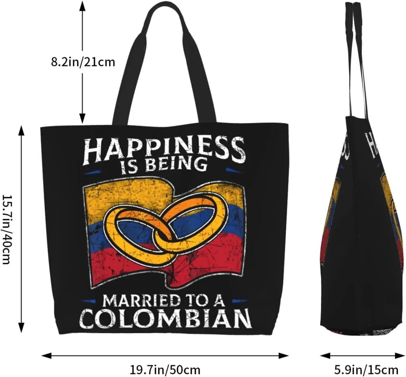 Marriage Colombian Married Flag Women's Tote Bag Large Capacity Single Shoulder Bags Handbag for Shopping Work