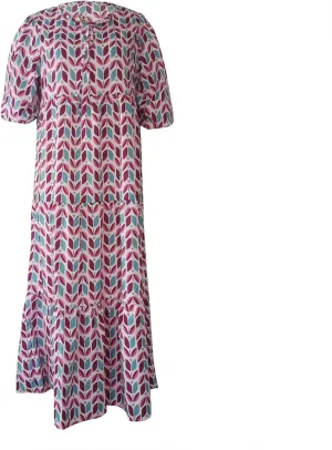 Maxi Dresses for Women 2025 Puff Half Sleeve Summer Midi Dresses Loose V Neck Flowy Geometric Floral Boho Beach Dress