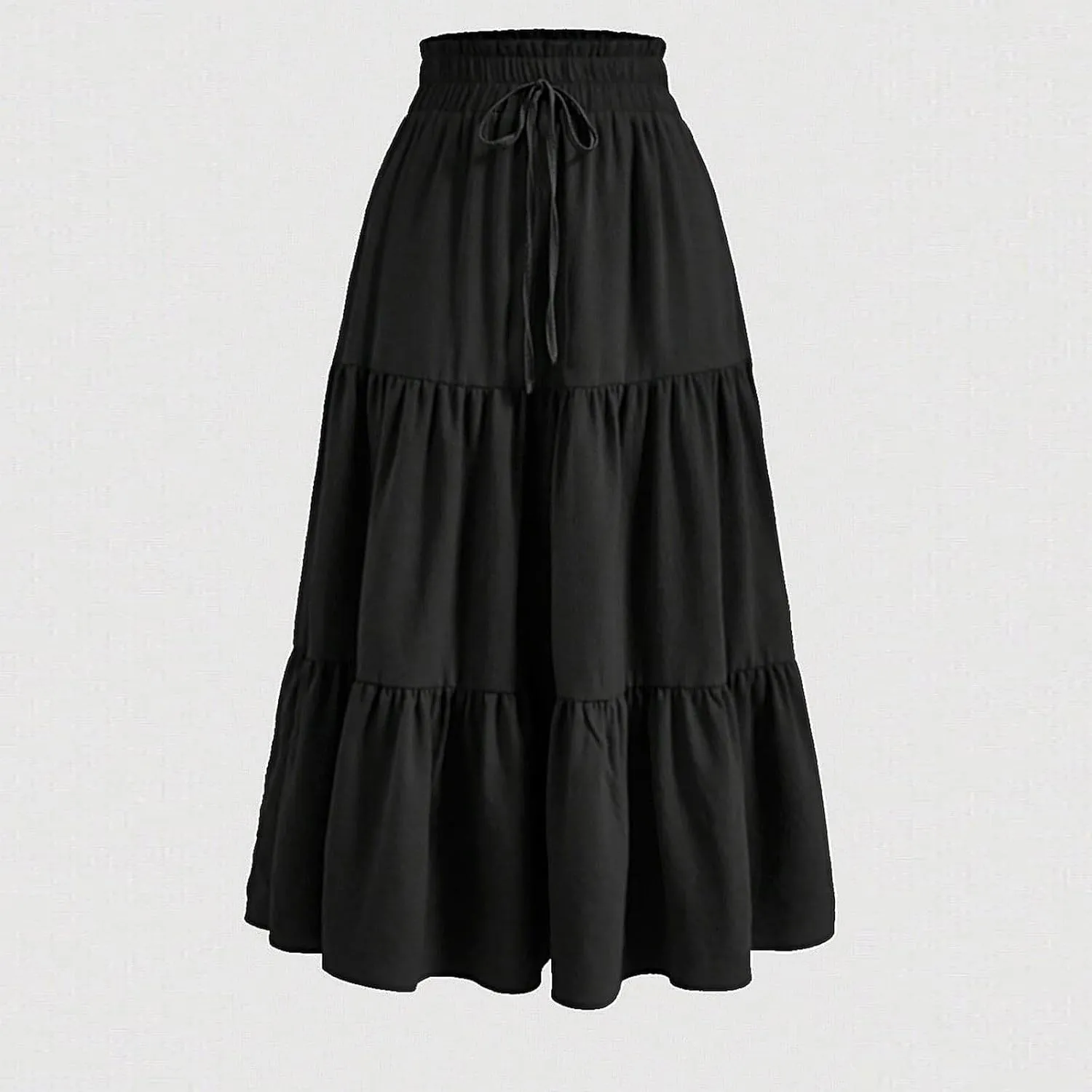 Maxi Skirts for Women 2025 Summer Boho Elastic Waist Skirts Drawstring Plus Size Trendy Casual Loose Long Skirt Dress