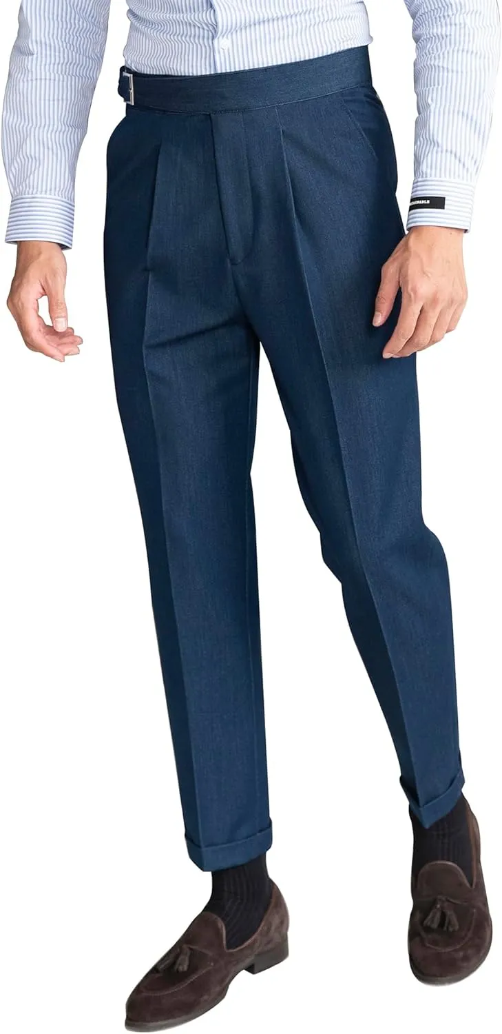 Men's Gurkha Naples Italian Style Pants Wrinkle Resistant Fabric No Belt Needed