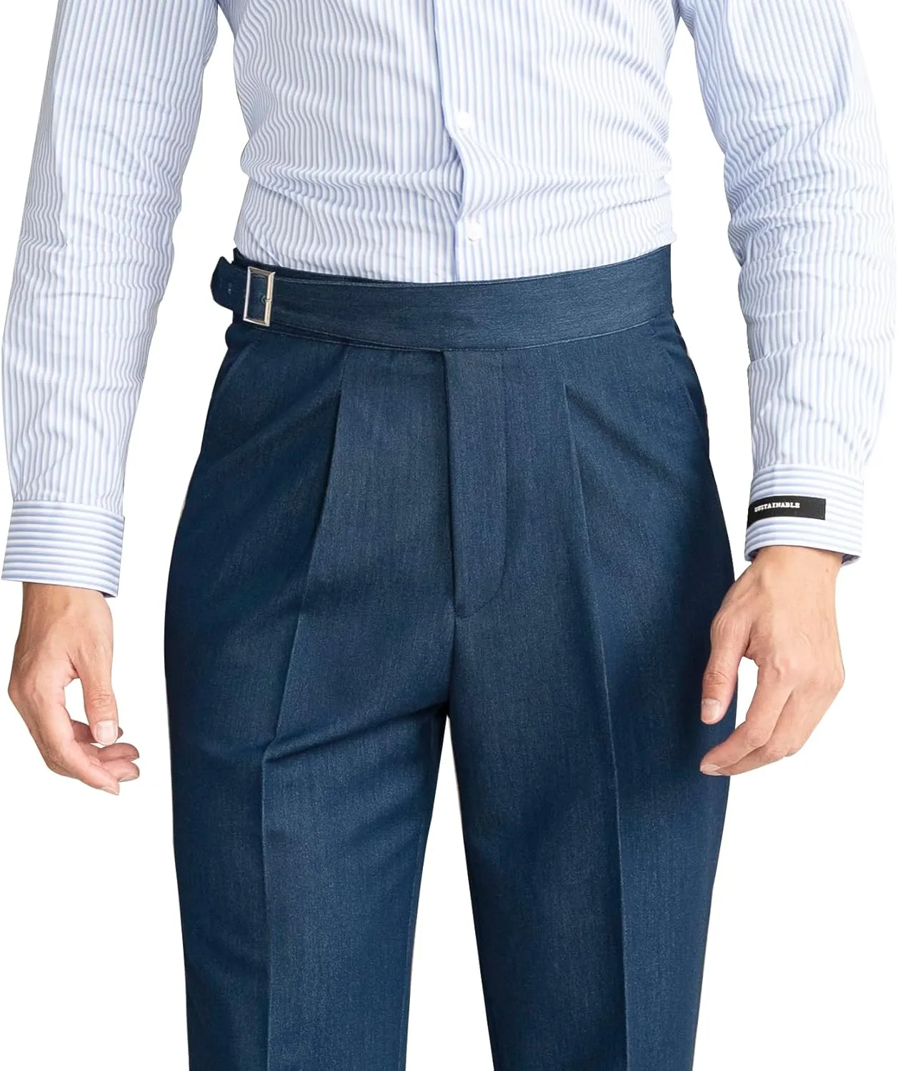 Men's Gurkha Naples Italian Style Pants Wrinkle Resistant Fabric No Belt Needed