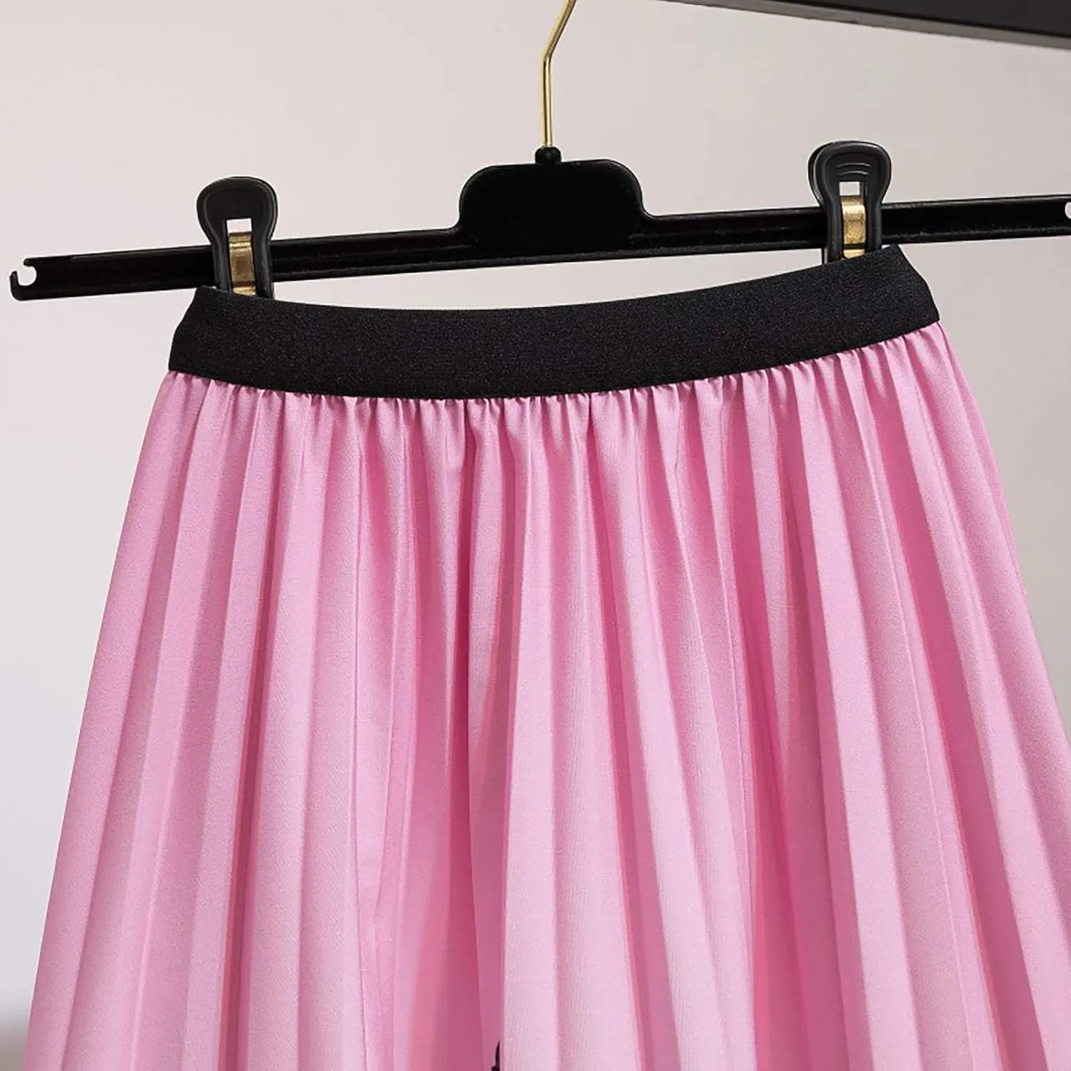 Midi Skirts for Women Fashion Casual Mid Length Skirts Boho Flowy Pleated Skirt Fashion Elastic High Waist Skirts
