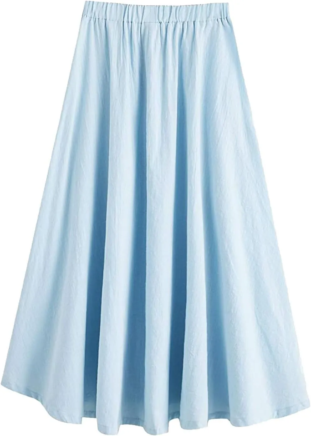 Midi Skirts for Women Summer Drawstring Elastic Waisted Flowy A-Line Swing Pleated Skirt with Pockets