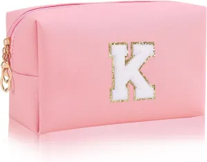 Monogrammed Gift for Women Girls,Preppy Makeup Bag Personalized Initial Cosmetic Bag with Zipper,Cute Makeup Pouch, Waterproof Toiletry Bag,Personalized Gift for GirlBridesmaids