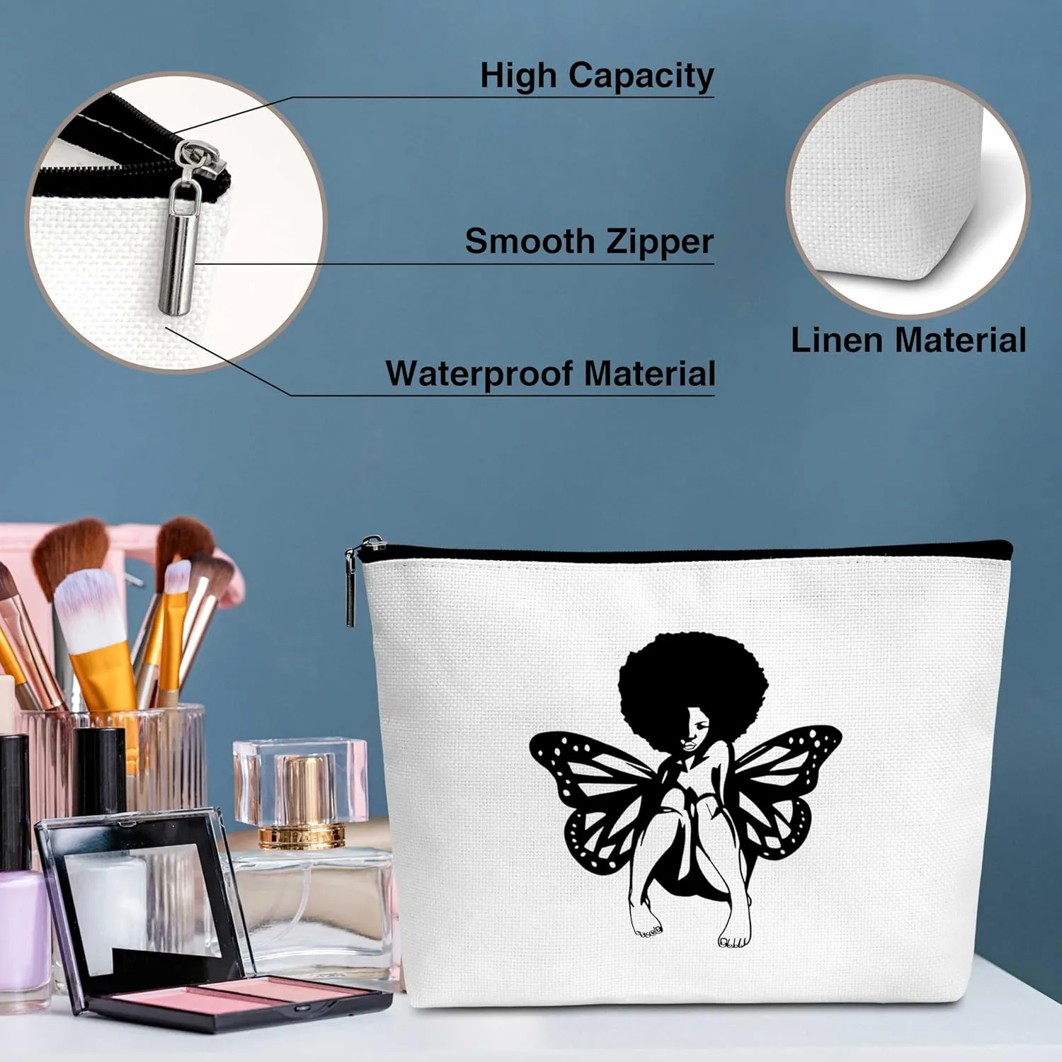 Motivational Gifts Black Woman Makeup Bag Gifts for Women, Black Girl Magic Makeup Bag, Birthday Christmas Appreciation Friendship Gift for Woman Girl Mom Daughter Besties-A33
