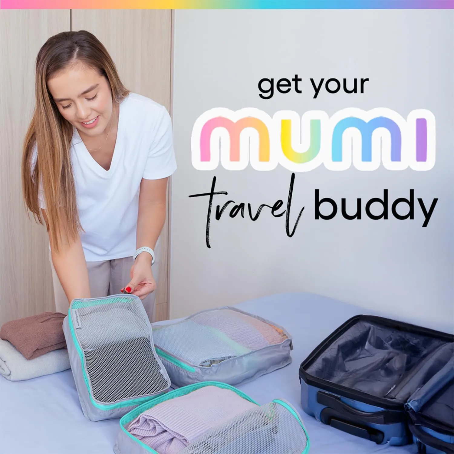 MUMI Packing Cubes  5-Piece Compression Packing Cubes for Travel, Luggage Organizers for Suitcases, Carry-On Bags, Backpacks, and Duffel Bags  Space-Saving Travel Essentials - Pink