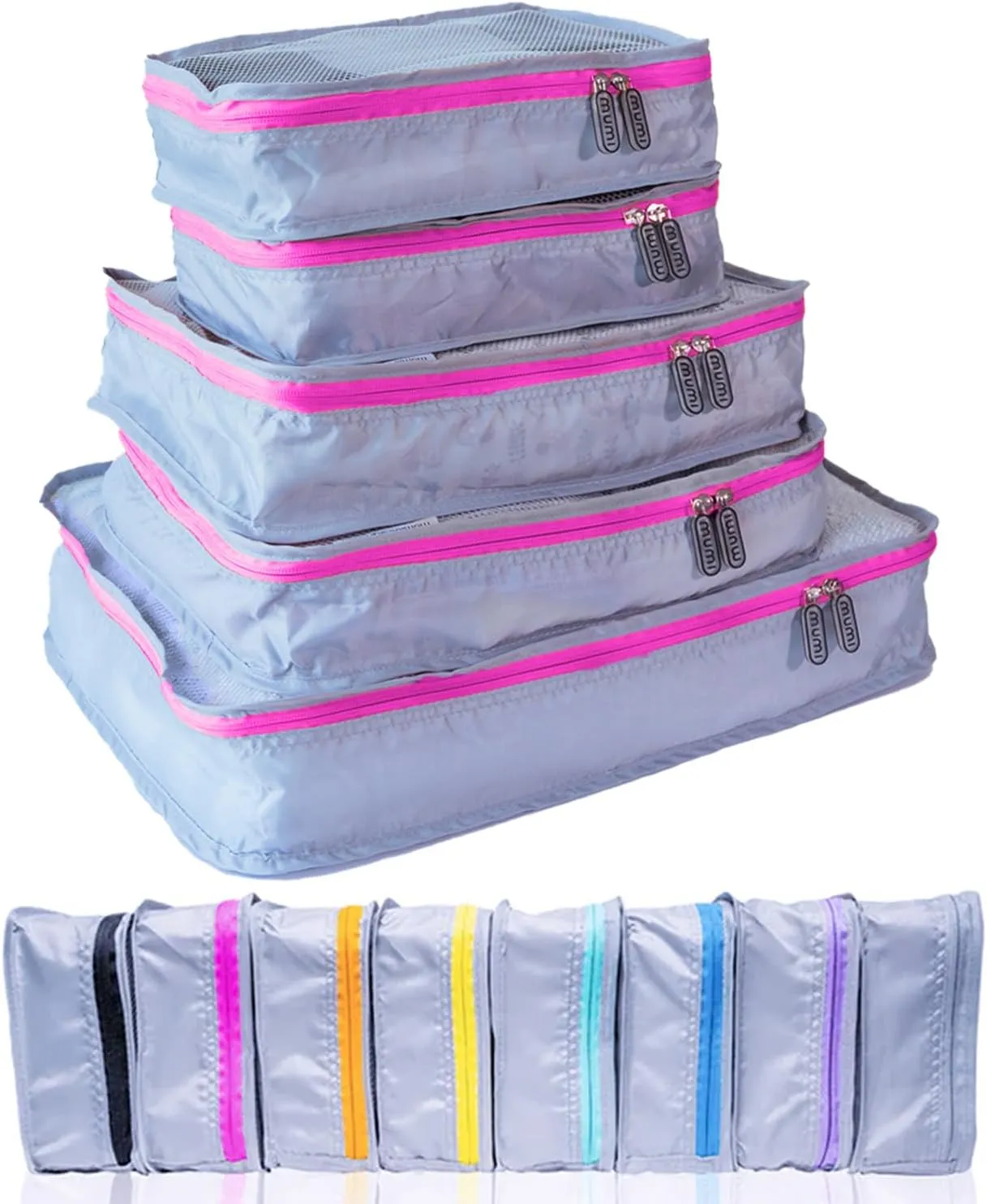 MUMI Packing Cubes  5-Piece Compression Packing Cubes for Travel, Luggage Organizers for Suitcases, Carry-On Bags, Backpacks, and Duffel Bags  Space-Saving Travel Essentials - Pink