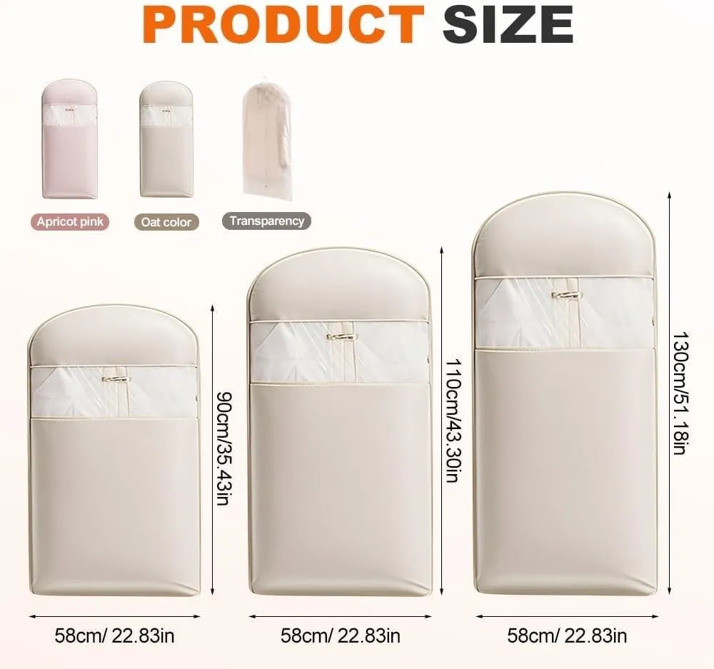 New Style Space Saving Hanging Garment Bag With Self Compression Zipper,Space Saver Closet Organizers,Dust Cover Clothes Bags For Down Coat(Clear,Small Medium Large)