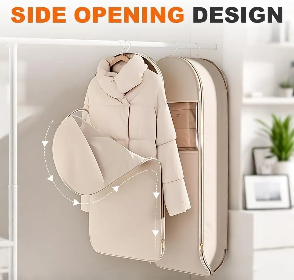 New Style Space Saving Hanging Garment Bag With Self Compression Zipper,Space Saver Closet Organizers,Dust Cover Clothes Bags For Down Coat(Clear,Small Medium Large)