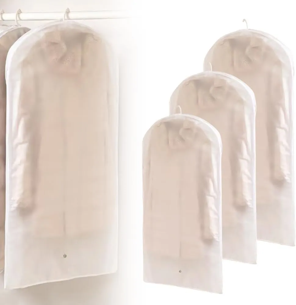 New Style Space Saving Hanging Garment Bag With Self Compression Zipper,Space Saver Closet Organizers,Dust Cover Clothes Bags For Down Coat(Clear,Small Medium Large)