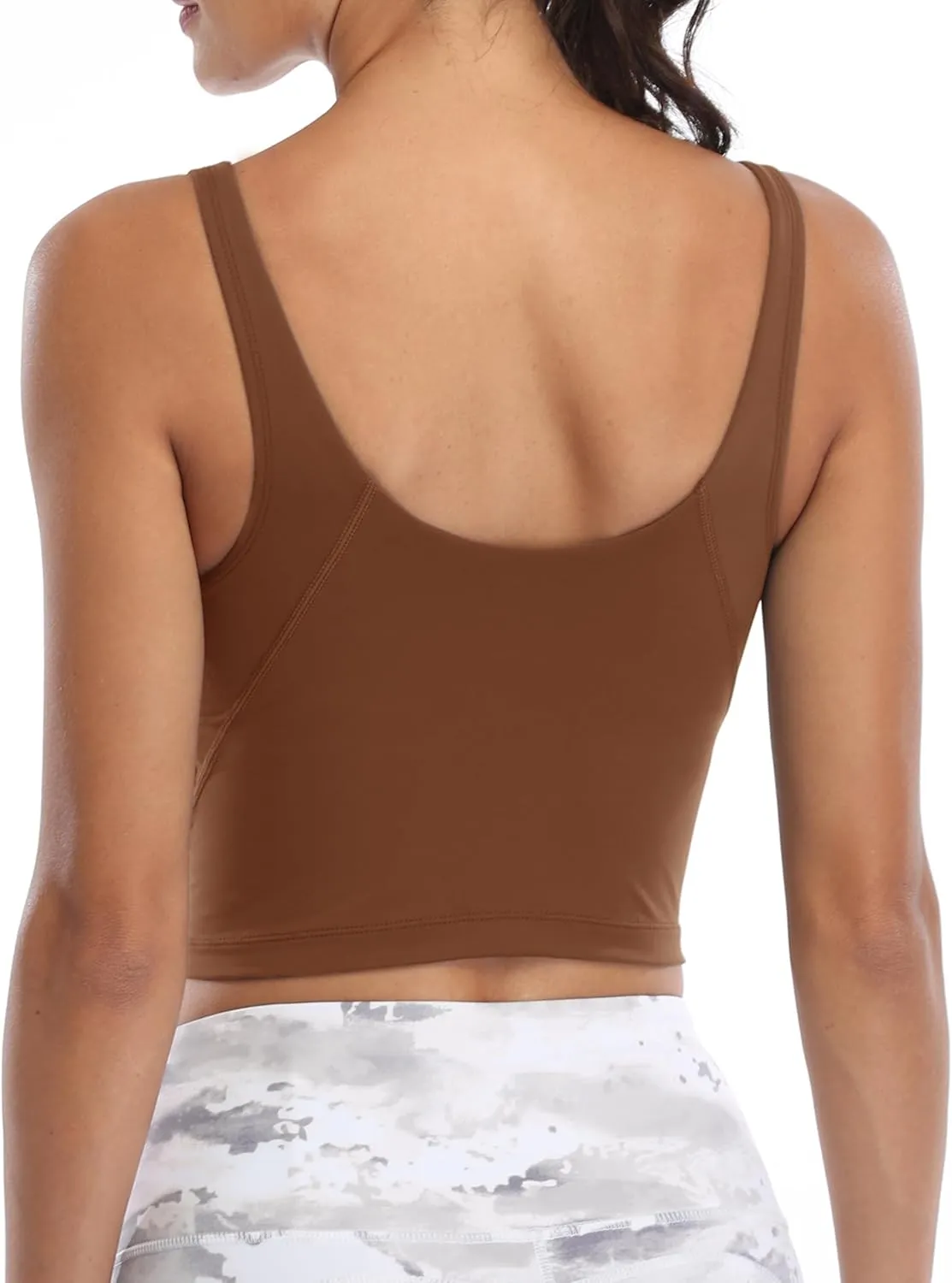 Oalka Sports Bra Womens Longline Padded Crop Tank Yoga Bras Workout Fitness Top