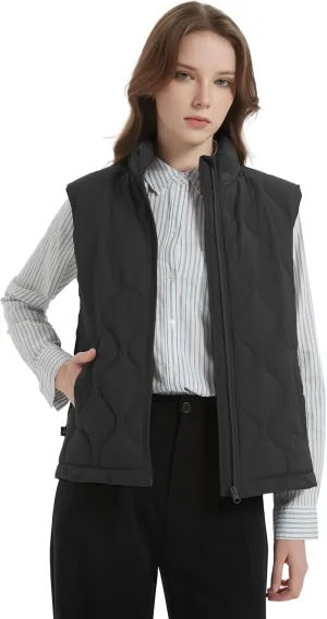 Orolay Women's Cropped Puffer Vest Zip Up Sleeveless Down Jacket Lightweight Stand Collar Quilted Gilet with Pockets