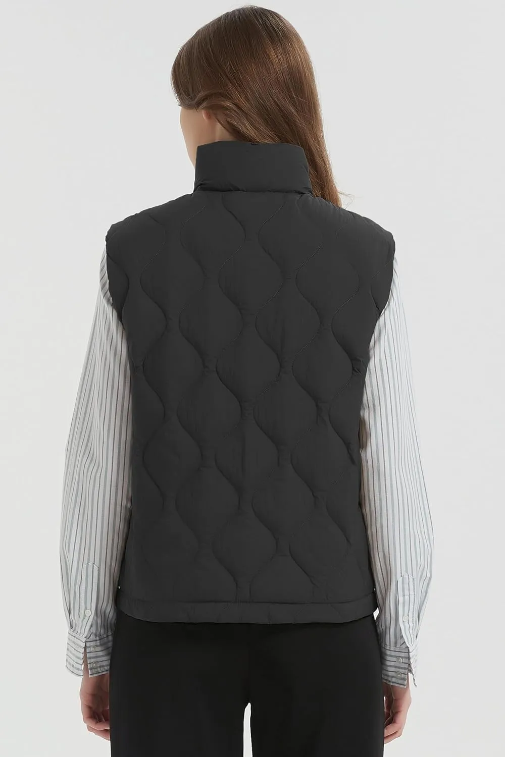 Orolay Women's Cropped Puffer Vest Zip Up Sleeveless Down Jacket Lightweight Stand Collar Quilted Gilet with Pockets