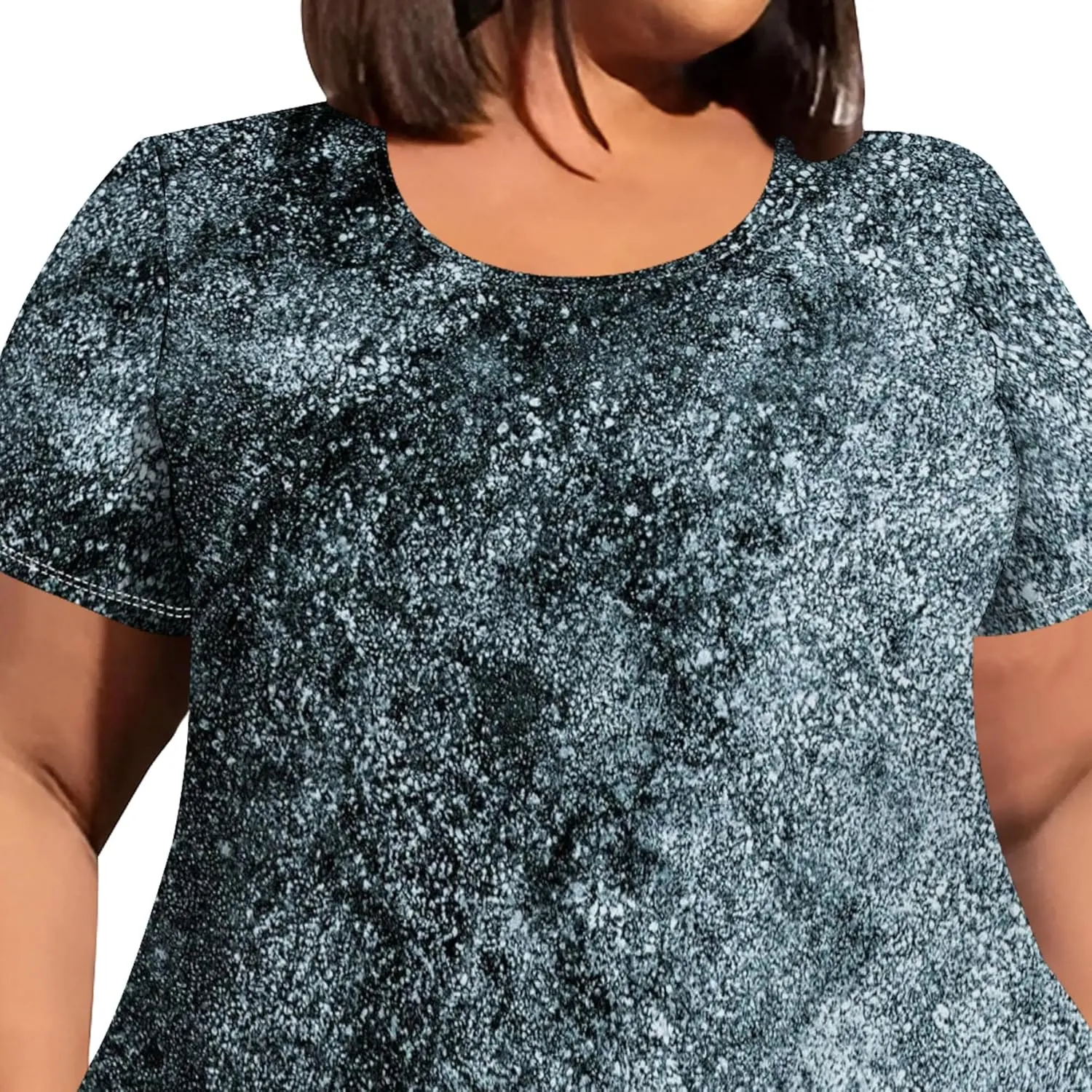 Oversize Tshirt Dress for Women Summer Printing Casual Plus Size Crewneck Short Sleeves Midi Tunic Dress with Pockets