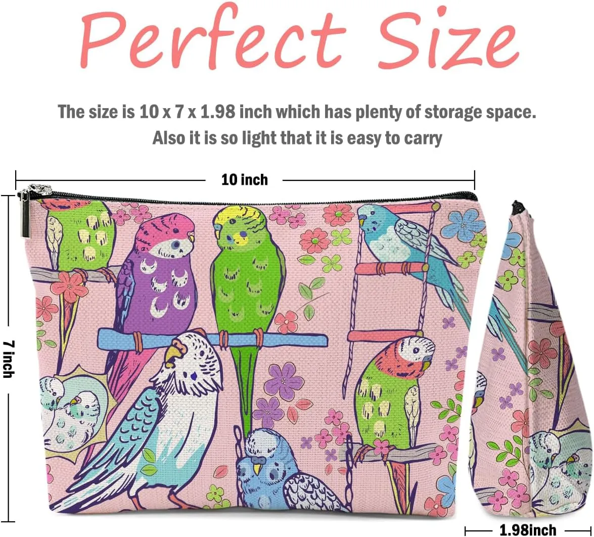 Parrots Makeup Bag, Parrot Lovers Gifts Cosmetic Bag Bird Lovers Gifts Travel Pouch, Parrots Themed Gifts for Women Girls Sisters Friends Niece Wife Friendship Graduation Birthday Gifts