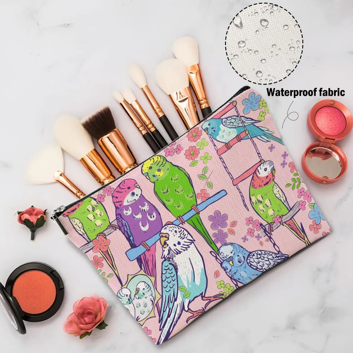 Parrots Makeup Bag, Parrot Lovers Gifts Cosmetic Bag Bird Lovers Gifts Travel Pouch, Parrots Themed Gifts for Women Girls Sisters Friends Niece Wife Friendship Graduation Birthday Gifts