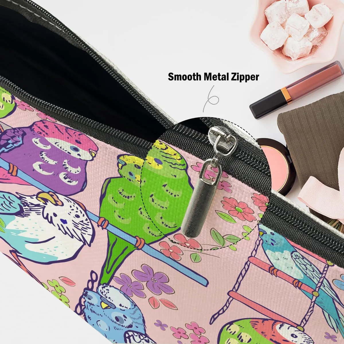 Parrots Makeup Bag, Parrot Lovers Gifts Cosmetic Bag Bird Lovers Gifts Travel Pouch, Parrots Themed Gifts for Women Girls Sisters Friends Niece Wife Friendship Graduation Birthday Gifts