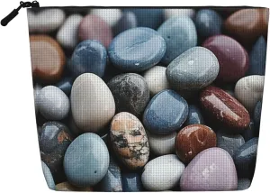 Pebble Stone Print Cosmetic Bags for Women Large Capacity Purse Travel Toiletry Zipper Storage Pouch