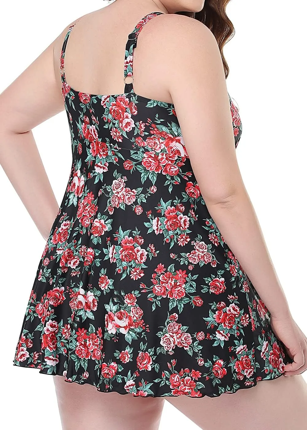 PERONA Women's Swimdress Plus Size Swimwear One Piece Swimsuit Floral Print Bathing Suit