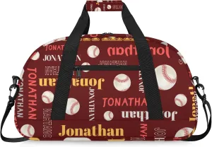 Personalized Duffle Bag - Custom Name Kids Sports Bag, Sleepover Bags for Girls, Lightweight Toddler Boys Overnight Bag for Weekender Travel Cheer Dance Ball Game, Baseball Text
