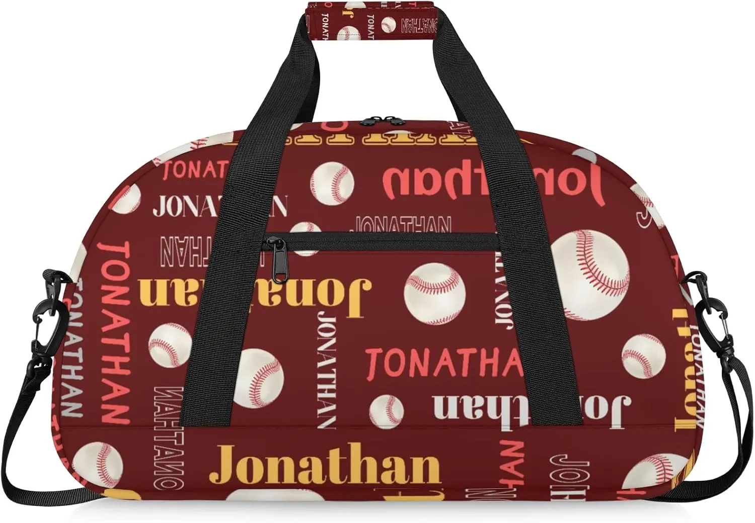 Personalized Duffle Bag - Custom Name Kids Sports Bag, Sleepover Bags for Girls, Lightweight Toddler Boys Overnight Bag for Weekender Travel Cheer Dance Ball Game, Baseball Text