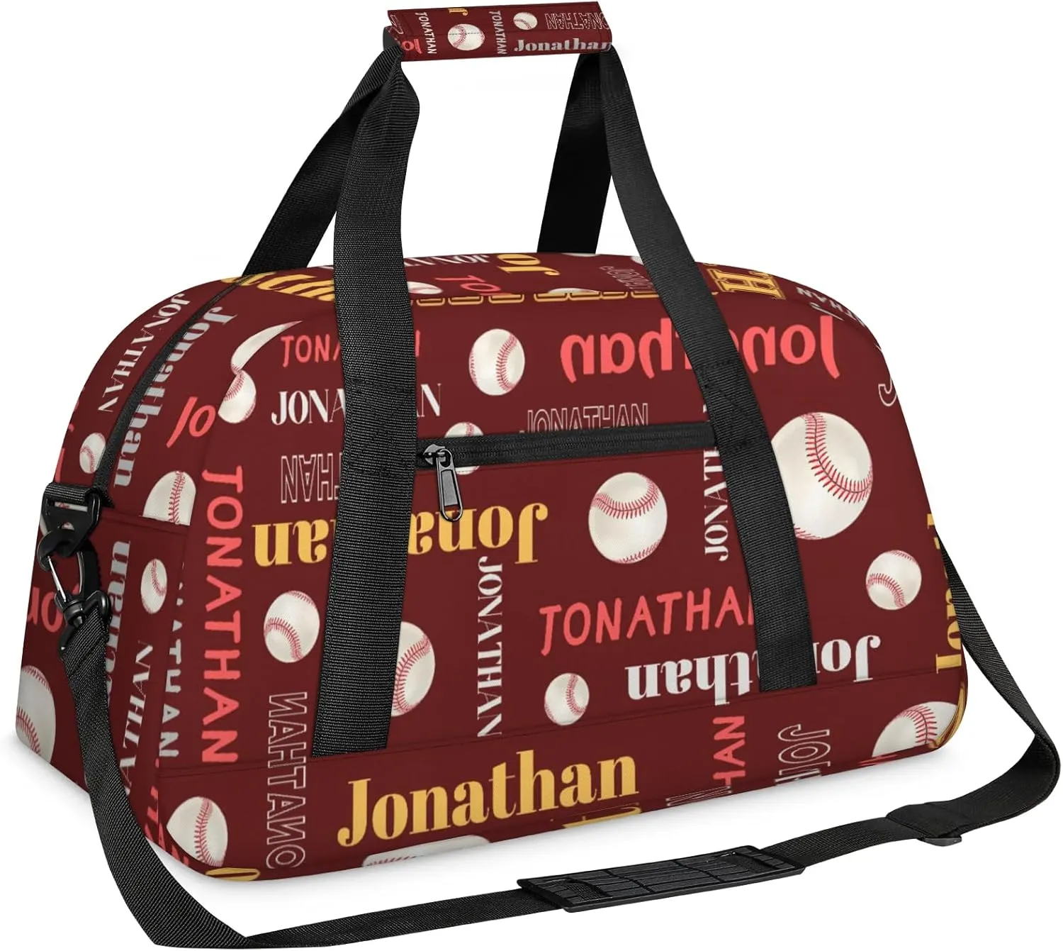 Personalized Duffle Bag - Custom Name Kids Sports Bag, Sleepover Bags for Girls, Lightweight Toddler Boys Overnight Bag for Weekender Travel Cheer Dance Ball Game, Baseball Text