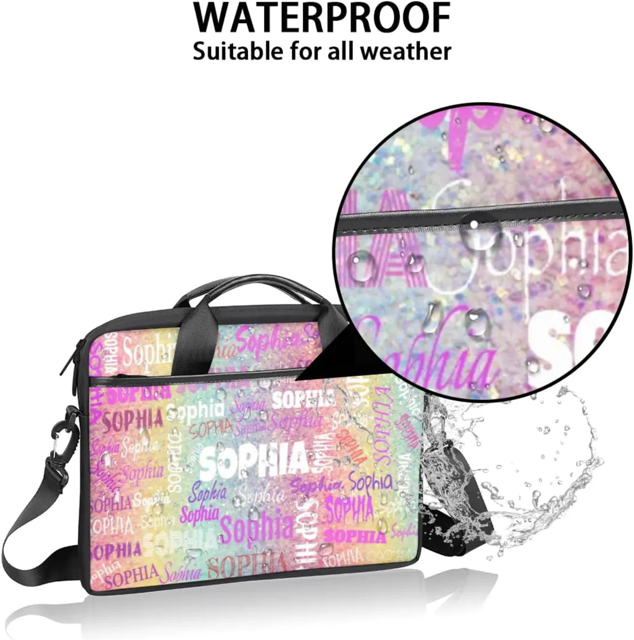 Personalized Name Laptop Bags, Custom Text Laptop Case Shoulder Bag, Computer Bags