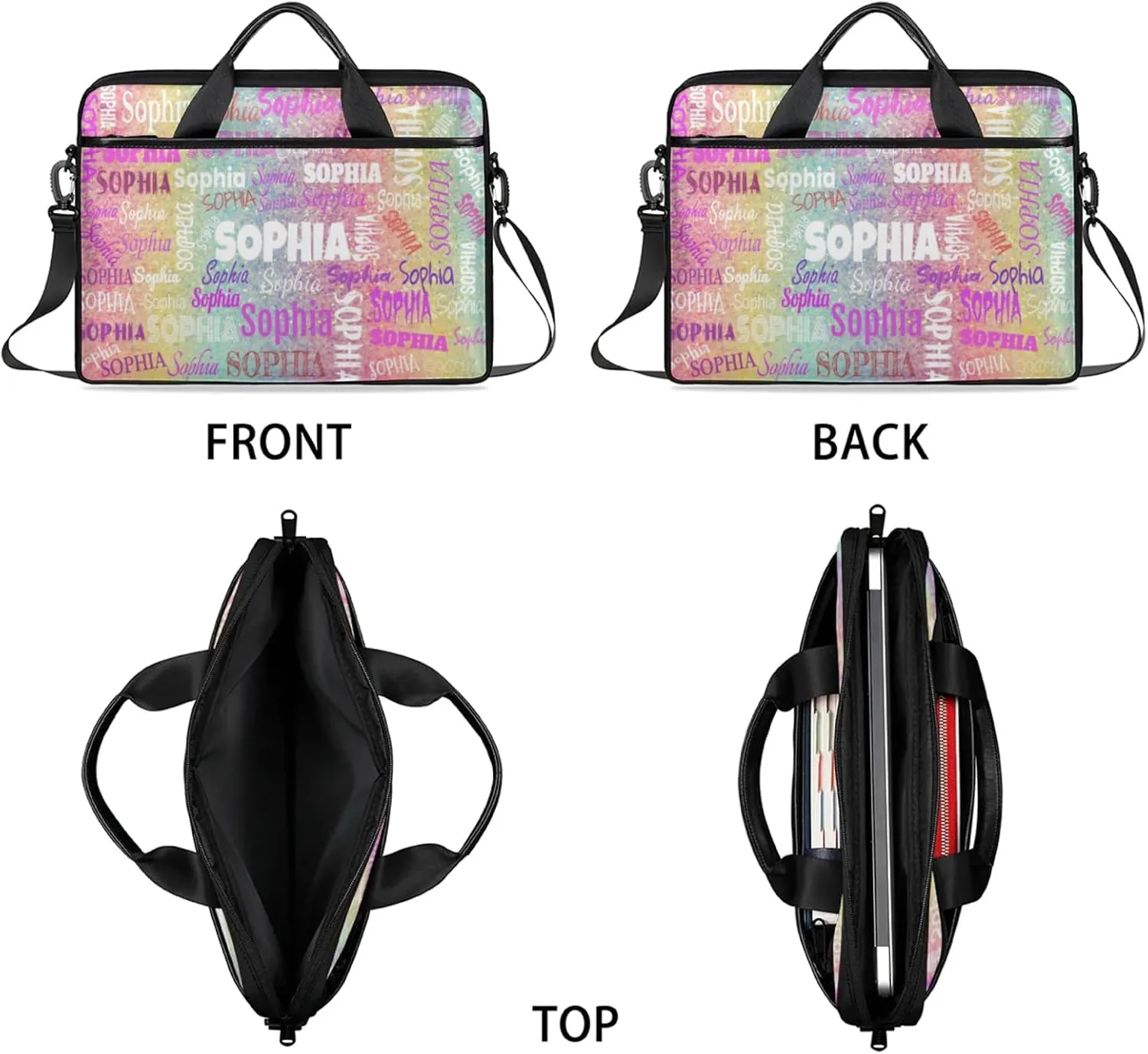 Personalized Name Laptop Bags, Custom Text Laptop Case Shoulder Bag, Computer Bags