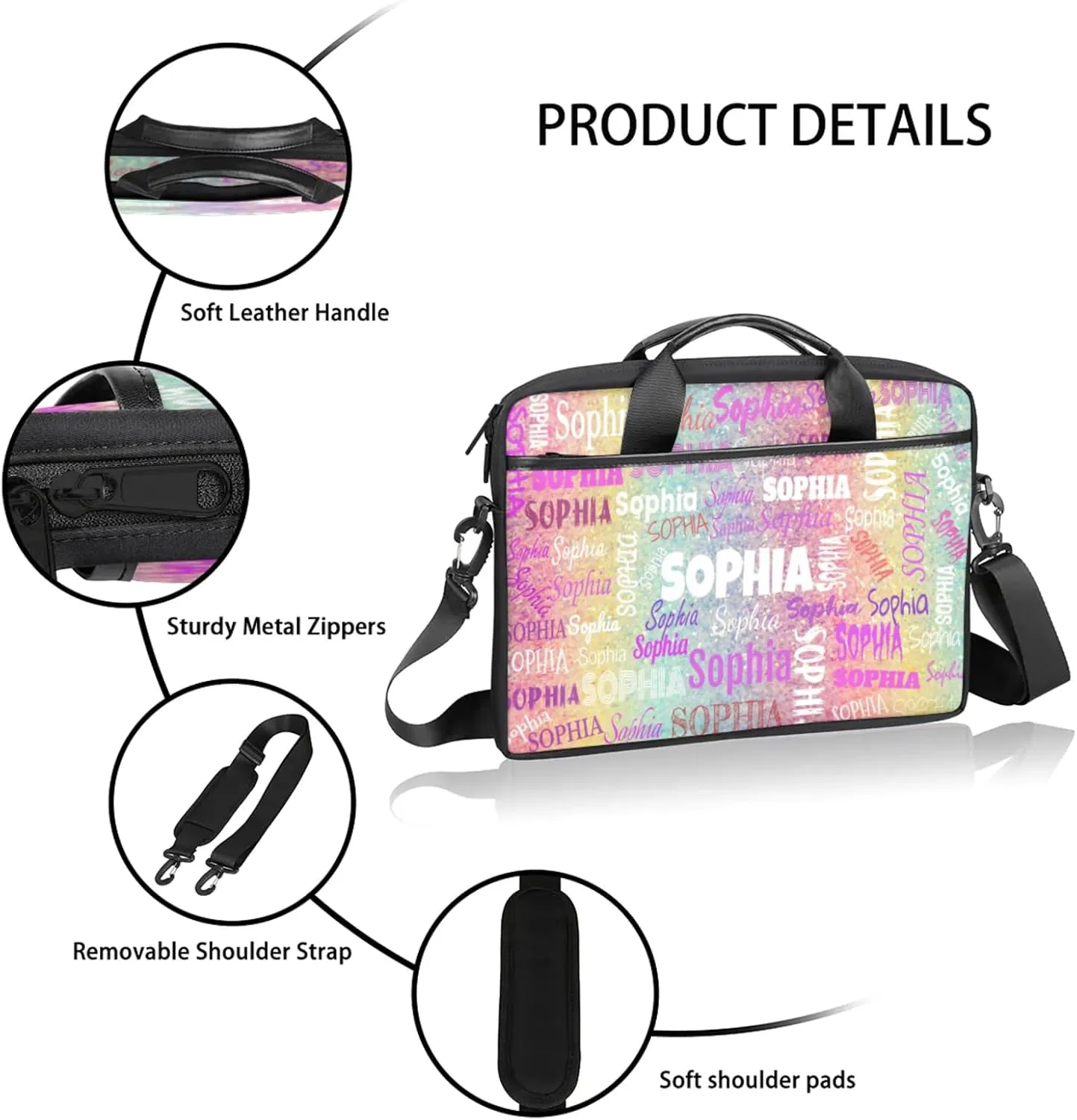 Personalized Name Laptop Bags, Custom Text Laptop Case Shoulder Bag, Computer Bags