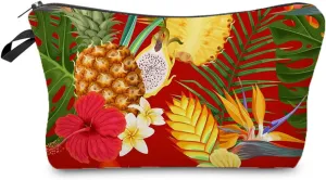 Pineapple Tropical Fruit Makeup Bag Cute Small Makeup Organizer Bag Travel Toiletry Zipper Pouch Palm Leaves Cosmetic Bag Pineapple Gifts for Women Girls Fruit Lovers