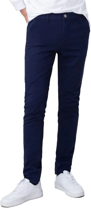 Plaid&Plain Mens Skinny Khaki Pants Skinny Fit Chinos