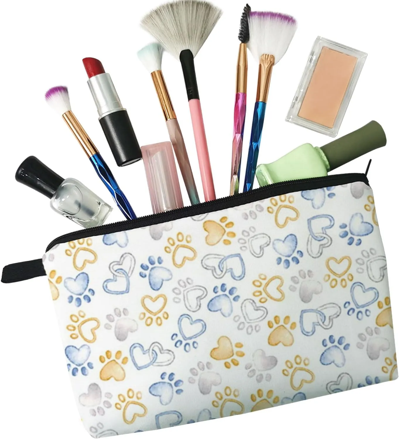 Puppy Paw Makeup Bag Cute Small Makeup Organizer Bag Travel Toiletry Zipper Pouch Birthday Christmas Gift for Dog Lovers Dog Paw Cosmetic Bag for Women Friends Sisters