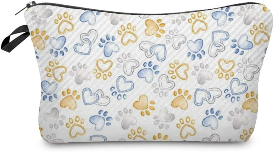 Puppy Paw Makeup Bag Cute Small Makeup Organizer Bag Travel Toiletry Zipper Pouch Birthday Christmas Gift for Dog Lovers Dog Paw Cosmetic Bag for Women Friends Sisters