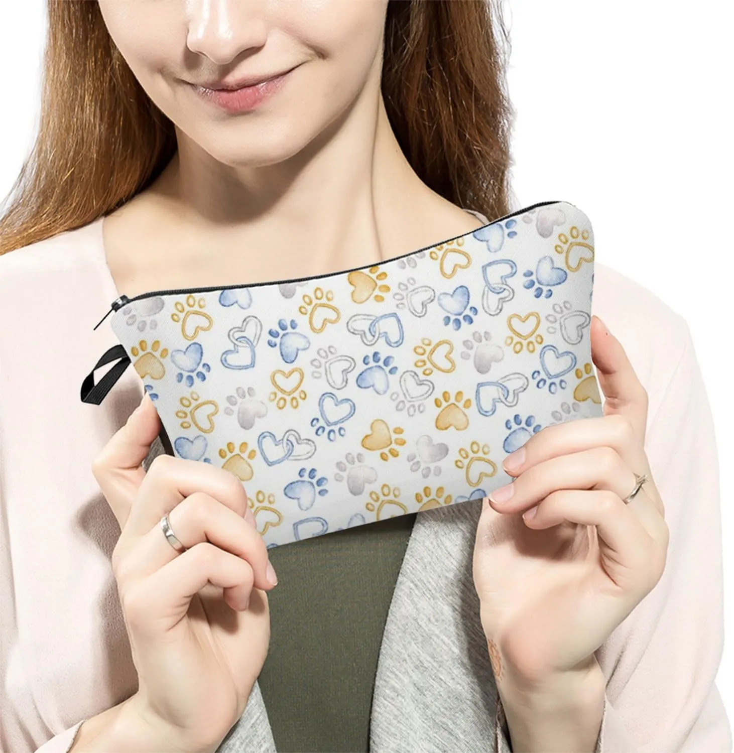 Puppy Paw Makeup Bag Cute Small Makeup Organizer Bag Travel Toiletry Zipper Pouch Birthday Christmas Gift for Dog Lovers Dog Paw Cosmetic Bag for Women Friends Sisters