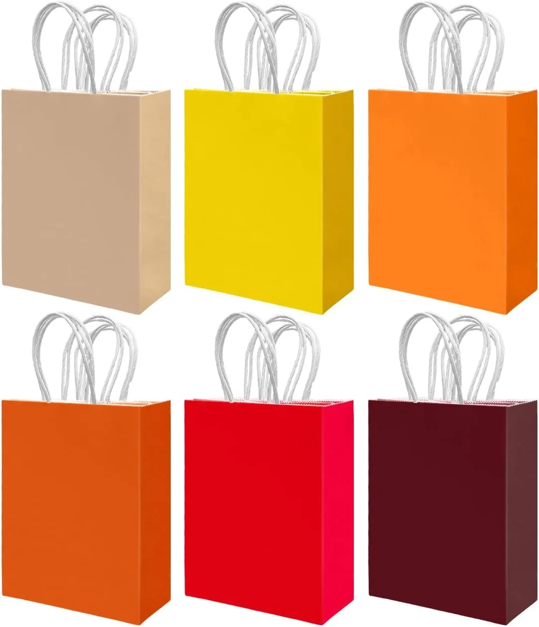 qiqee 30PCS Medium Gift Bag with Handles Bulk 11"x5"x8" Gift Bags 6 Different Red  Yellow Color Bags Multiple Uses (Medium Size)
