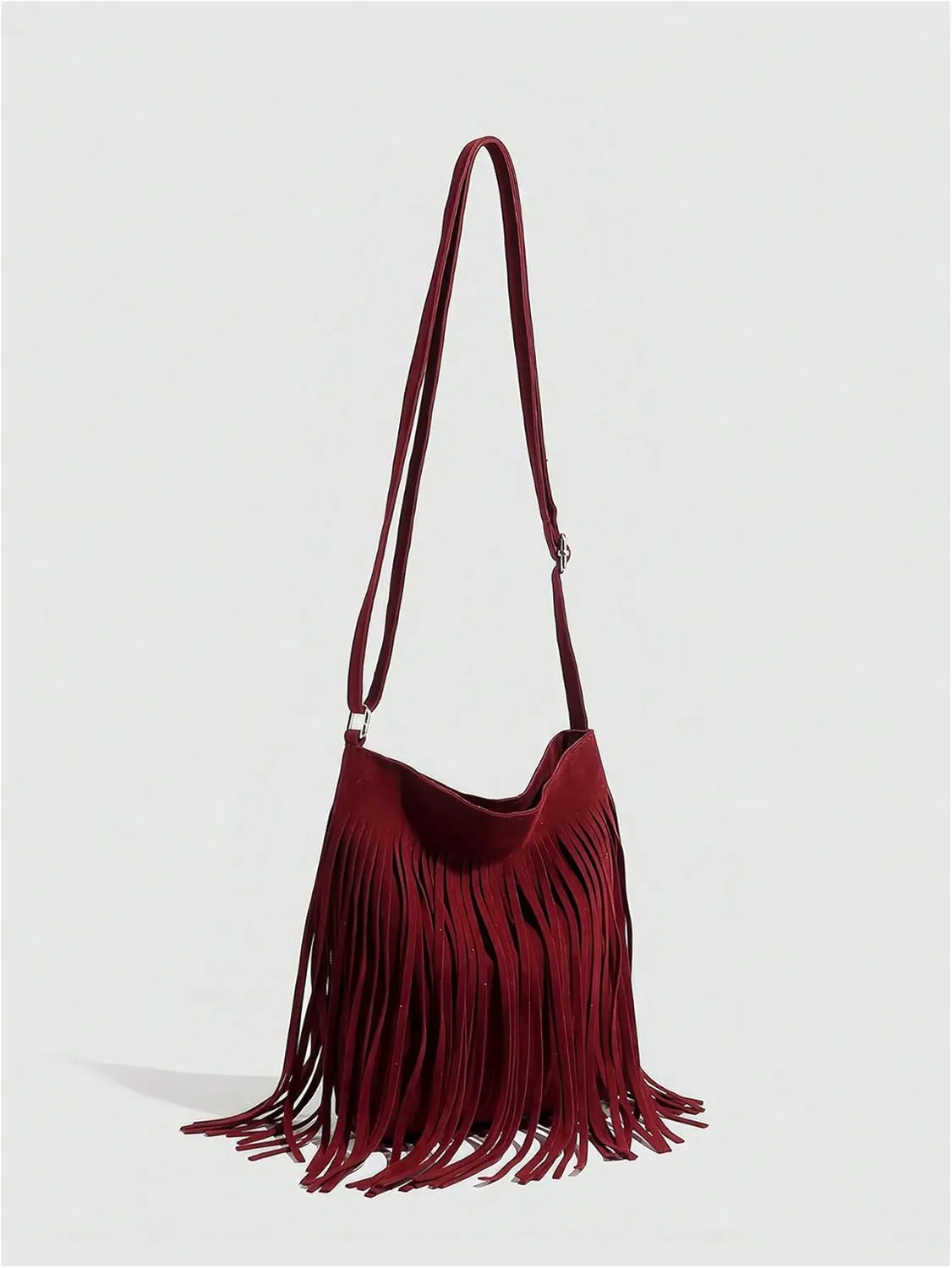 QWINEE Women's Fringe Hobo Bags Tassel Vintage Suede Crossbody Bag Shoulder Bags