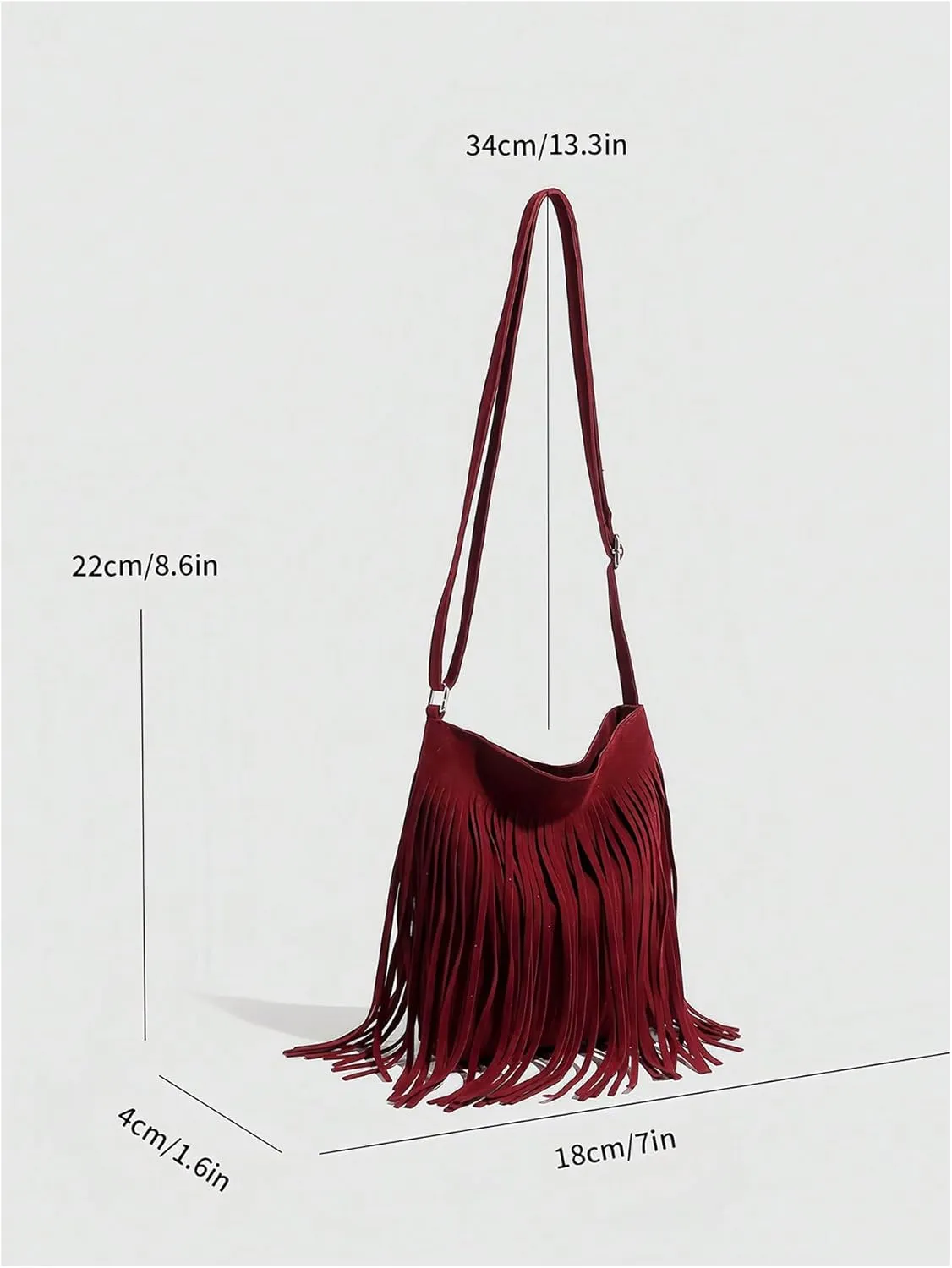 QWINEE Women's Fringe Hobo Bags Tassel Vintage Suede Crossbody Bag Shoulder Bags