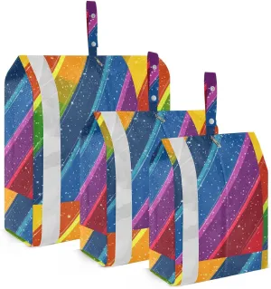 Rainbow Stripe Beauty 3 Piecing Packing Travel Bag Foldable Garment Bag Closet Storage Large Ziplock Bags Travel Luggage Organizer