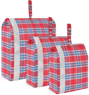 Red Plaid 3 Set Travel Packing Cubes For Suitcases, Foldable, Garment Bag Closet Storage, Luggage Space Saver, Organizadores De Maletas Para
