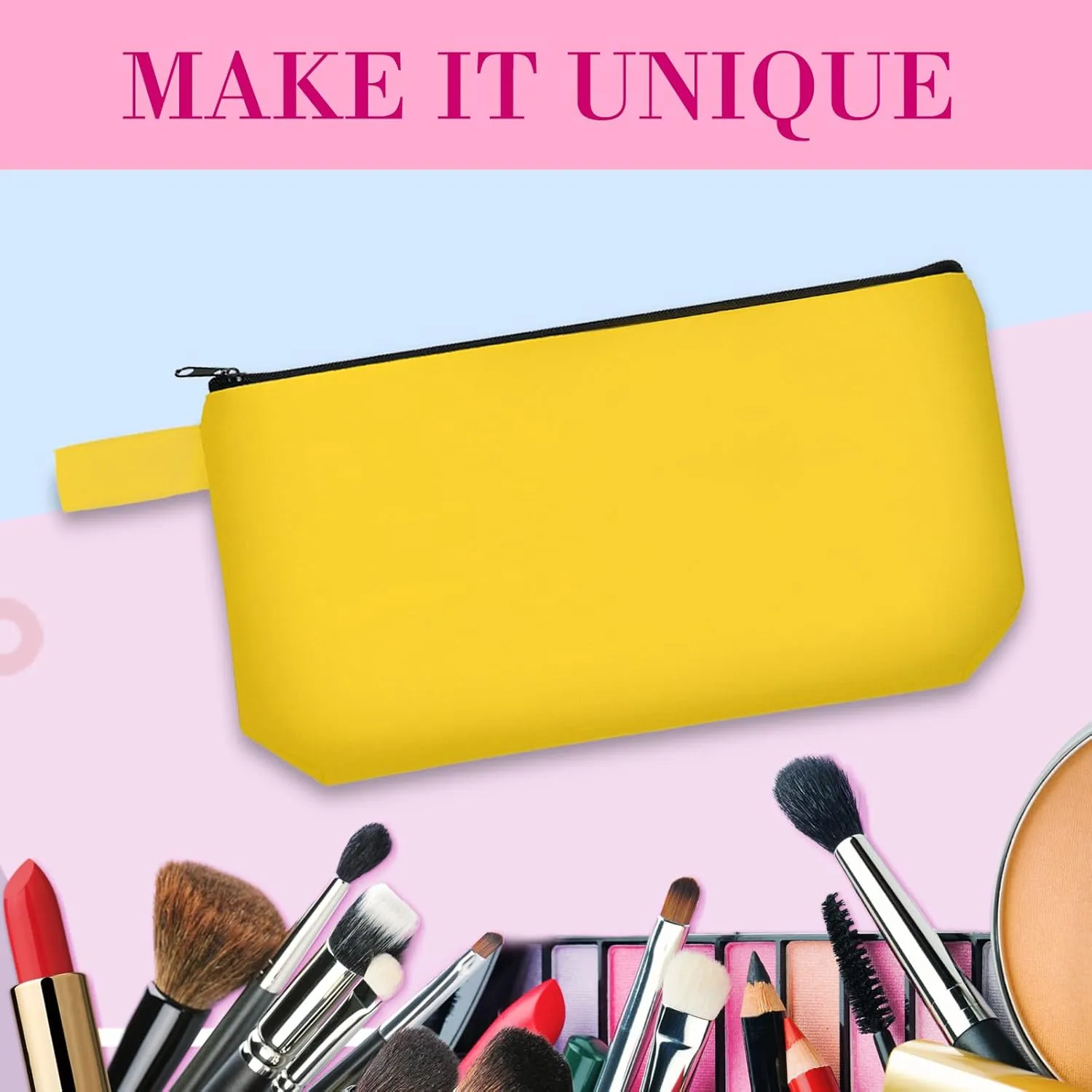 Saintrygo 10 Pieces Canvas Makeup Bags Bulk for Women Travel Cosmetic Organizer Plain Storage Pouch Multi-Purpose Blank Travel Toiletry DIY Craft Bags with Zipper(Bright,9.8 x 5 x 2 Inch)