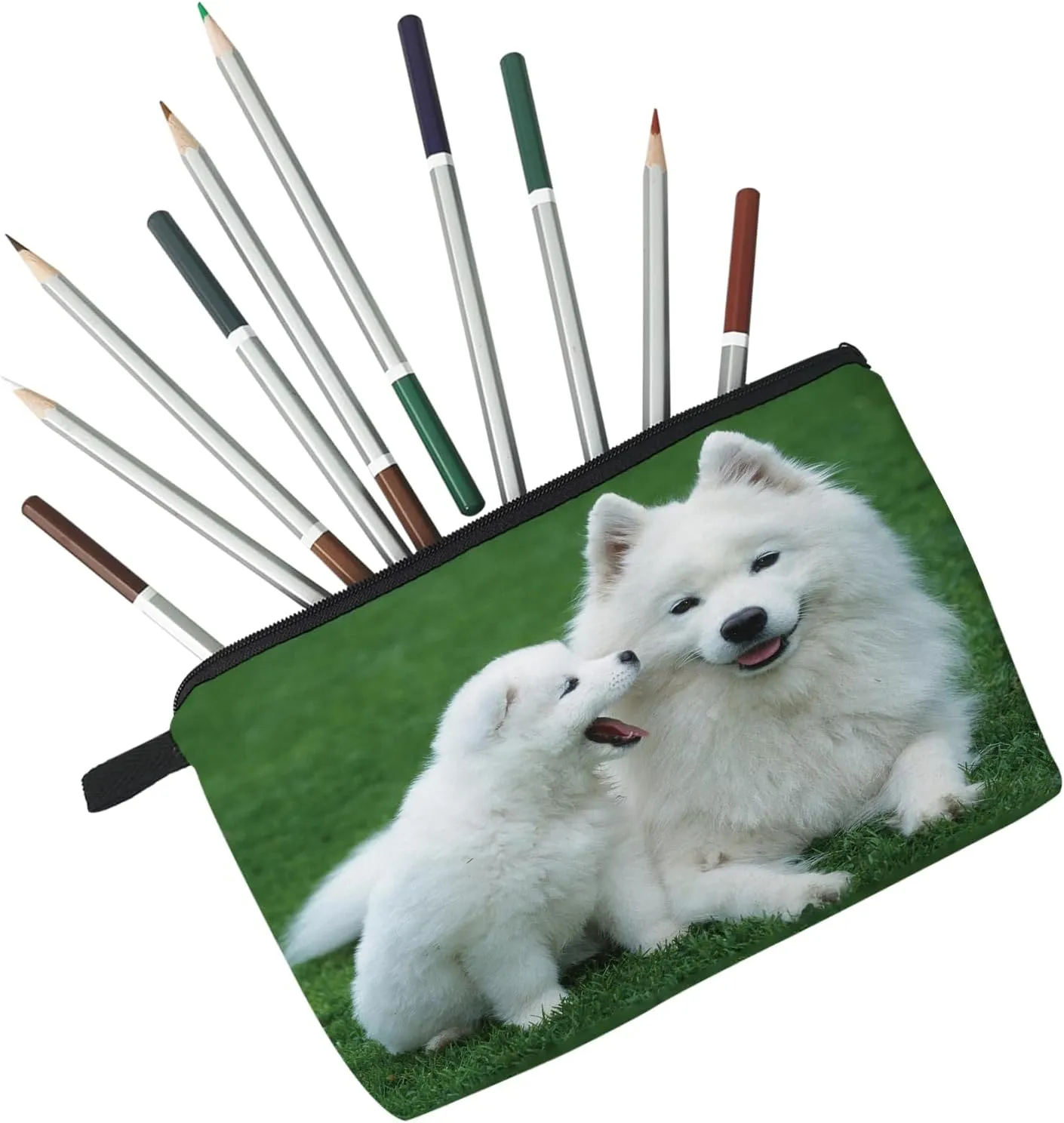 Samoyed Dog Makeup Bag Cute Small Makeup Organizer Bag Travel Toiletry Zipper Pouch Samoyed Puppy Cosmetic Bag Cute Puppy Gifts for Women Dog Lovers