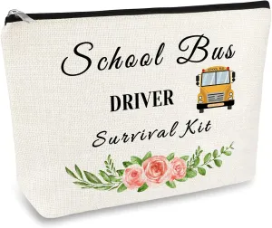 School Bus Driver Appreciation Makeup Bag - Bus Driver Thank You Gift, Cosmetics Bag for Teacher Travel, Toiletry Pouch