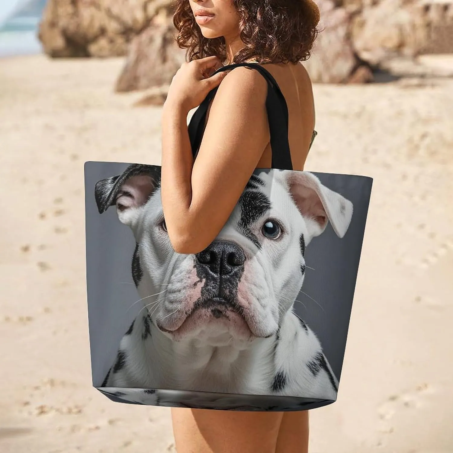 Sheep Beach Bag Reusable Tote Bag Foldable Grocery Bags Women Shopping Bags for Daily Essentials