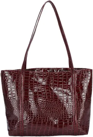 Shiny Tote Bags for Women Patent Faux Leather Handbags Large Purse Satchel Bag Hobo Handbag Shoulder Bag Minimalist