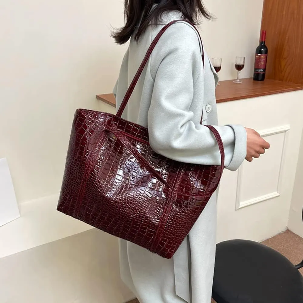 Shiny Tote Bags for Women Patent Faux Leather Handbags Large Purse Satchel Bag Hobo Handbag Shoulder Bag Minimalist