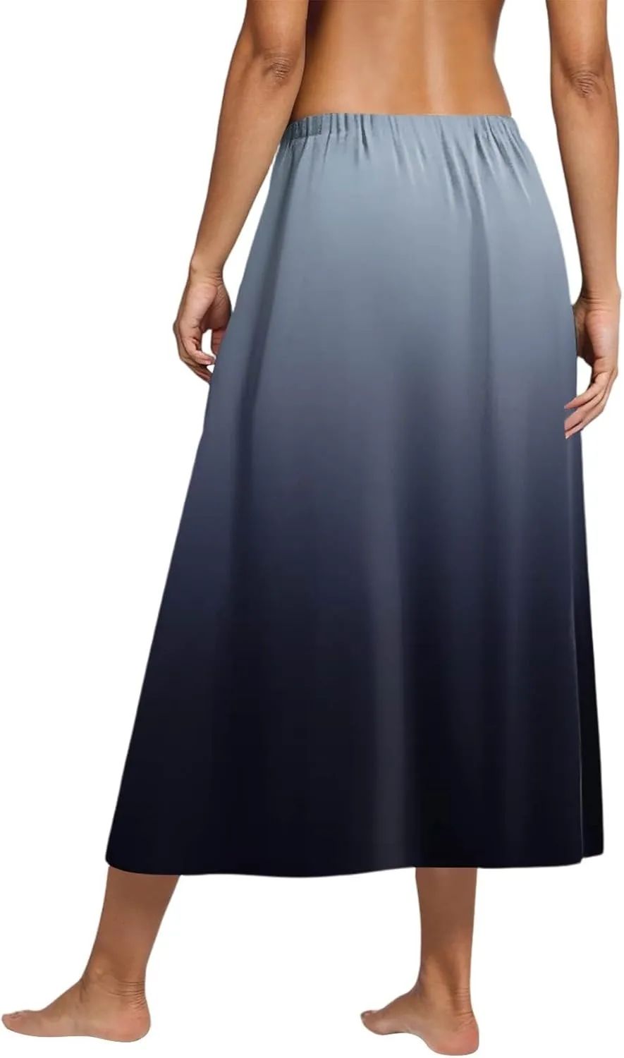 Skirs for Women Gradient Stripe Printed Skirt Elasticated Loose Pocket Pleated Half-Body Skirts Casual Skirt